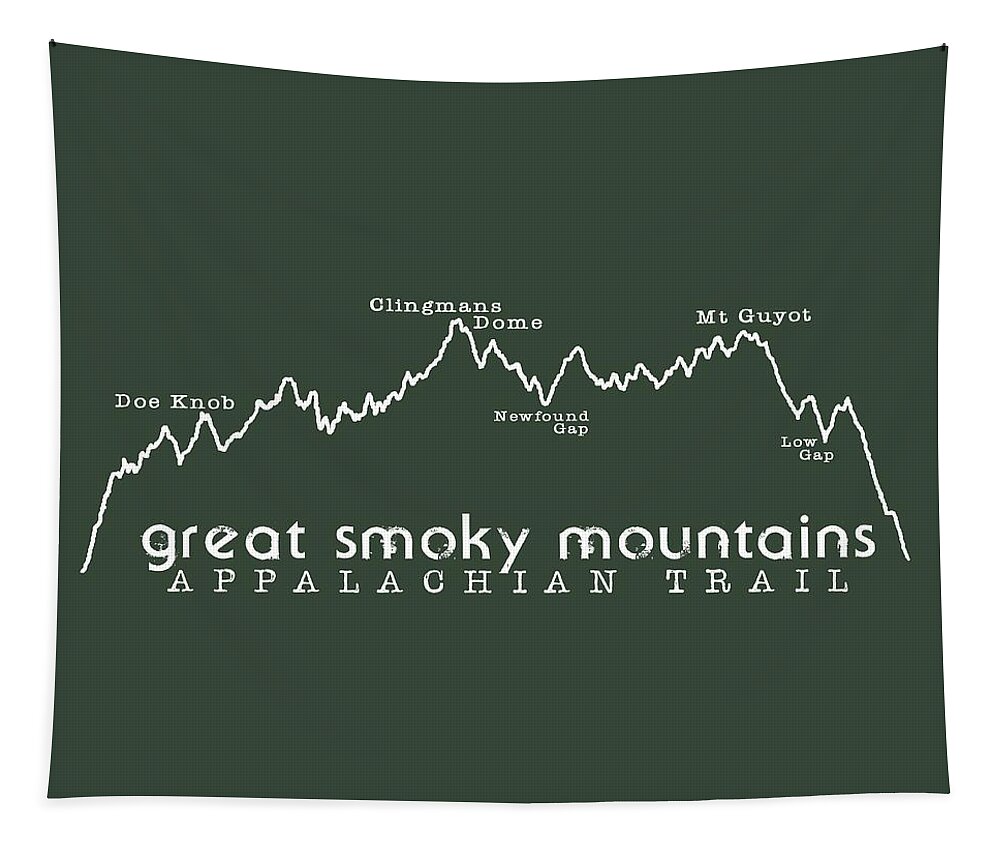 Appalachian Trail Tshirt Tapestry featuring the digital art AT Elevation Profile GSM White by Heather Applegate