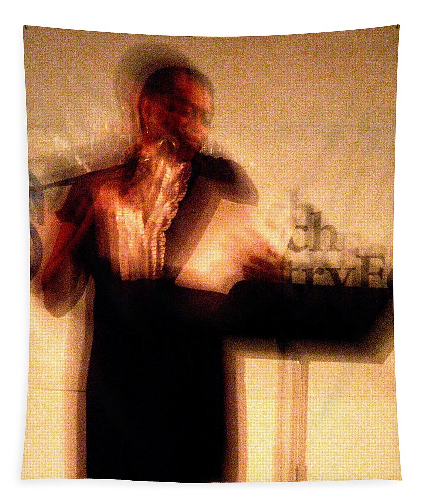 Photo Tapestry featuring the photograph At the Poetry Slam 3 by John Vincent Palozzi