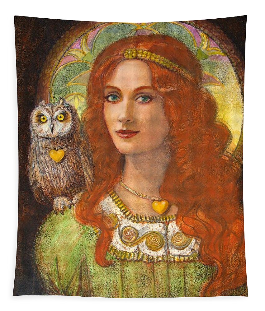 Athena Tapestry featuring the painting Athena and her Owl- Wise Ones by Sue Halstenberg
