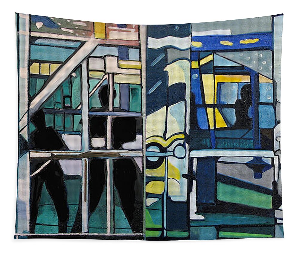 Abstract Tapestry featuring the painting Atlanic City Abstract No.1 by Patricia Arroyo