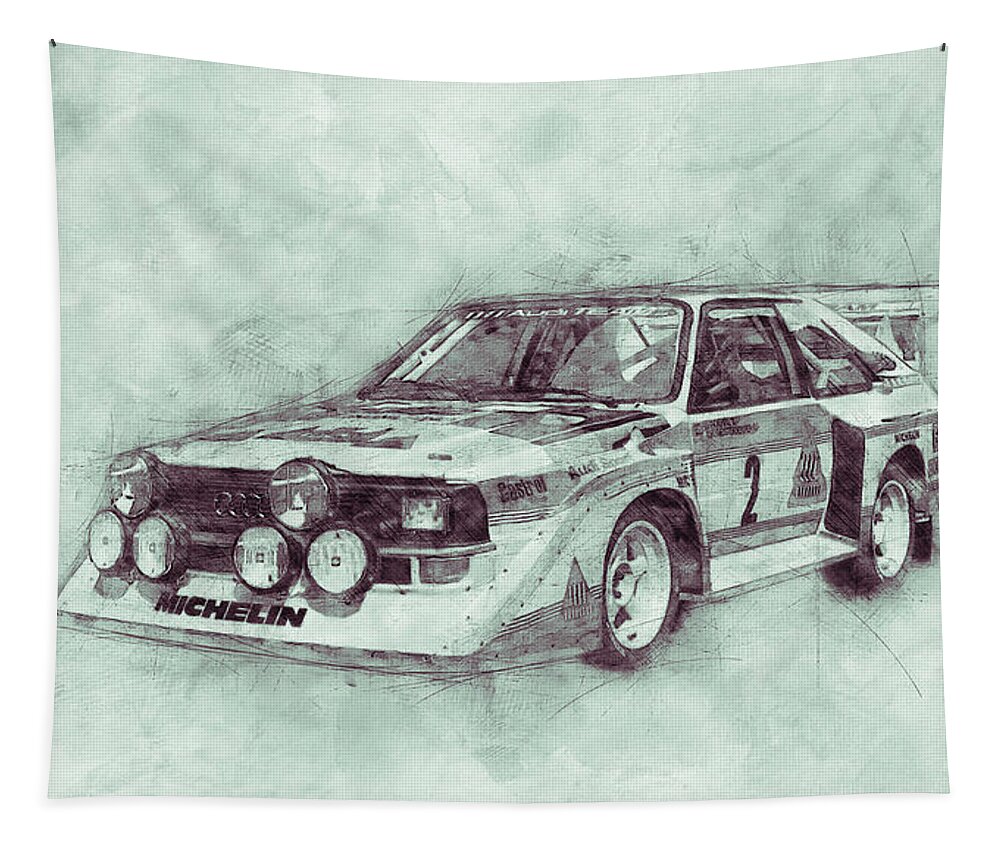 Audi Quattro Tapestry featuring the mixed media Audi Quattro 3 - Rally Car - 1980 - Automotive Art - Car Posters by Studio Grafiikka