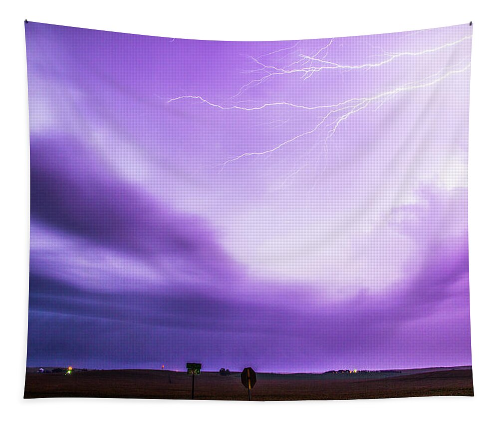 Nebraskasc Tapestry featuring the photograph August Monsters Approach 001 by NebraskaSC