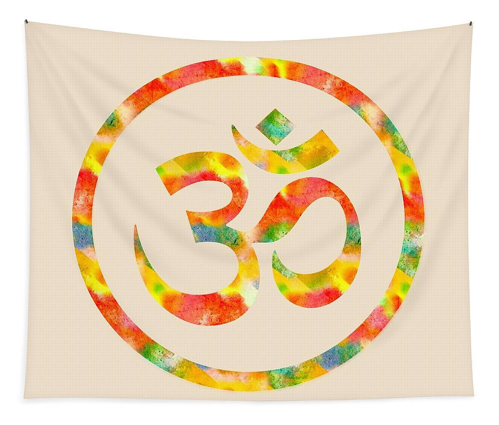 Om Symbol Tapestry featuring the painting AUM Symbol abstract digital painting by Georgeta Blanaru