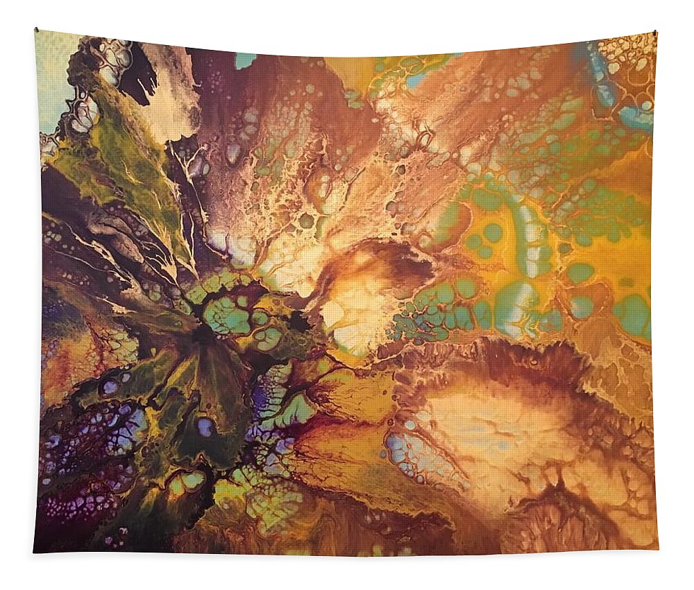 Abstract Tapestry featuring the painting Aura by Soraya Silvestri