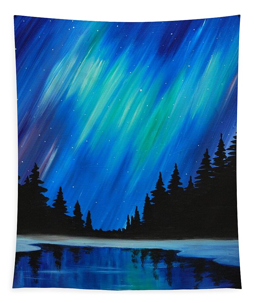 Aurora Borealis Tapestry featuring the painting Aurora Borealis by Emily Page