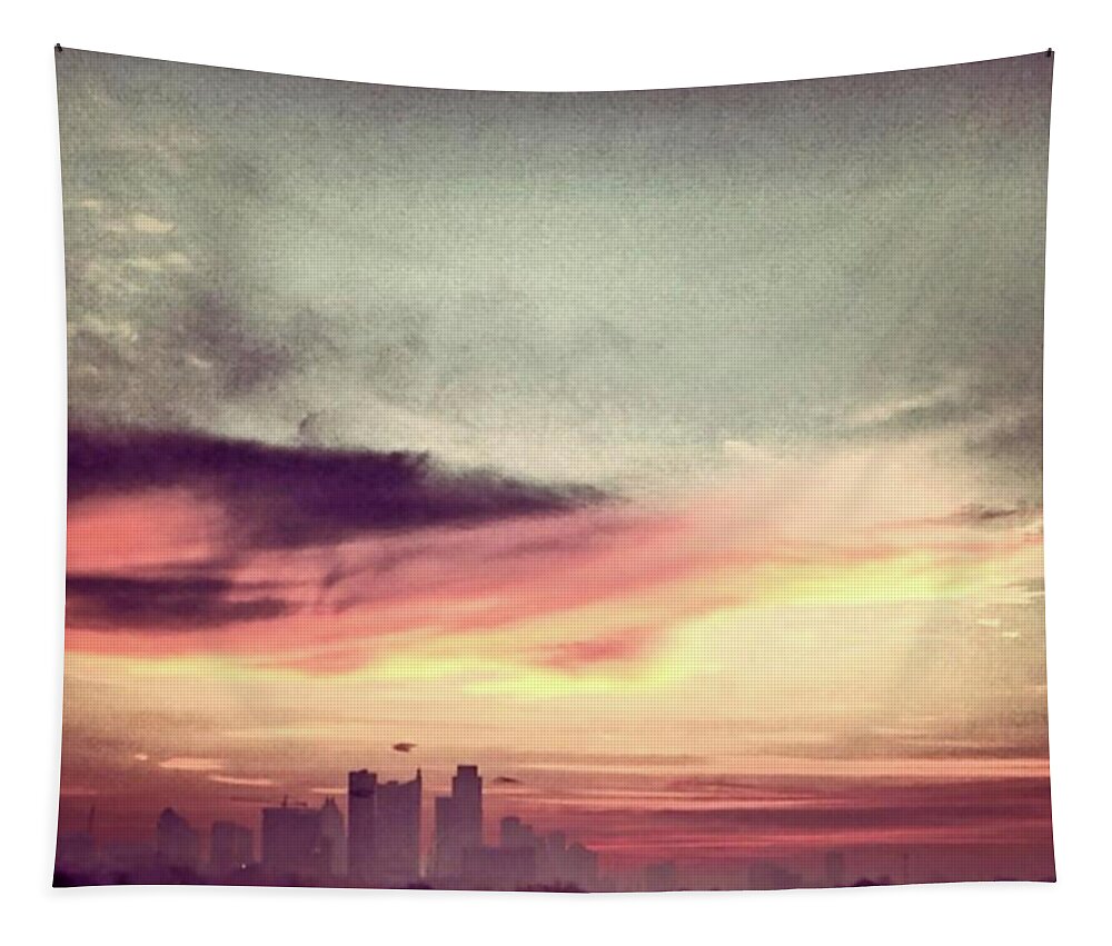 Sunrise Tapestry featuring the painting Austins Sunrise by Austin Baggett