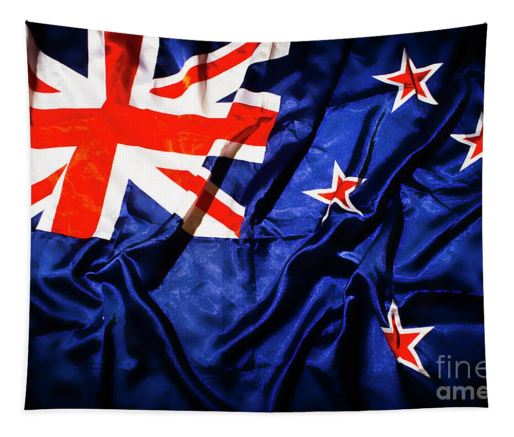 Flag Tapestry featuring the photograph New Zealand flag art by Jorgo Photography