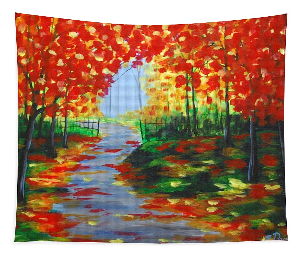 Fall Tapestry featuring the painting Autumn Blaze by Emily Page