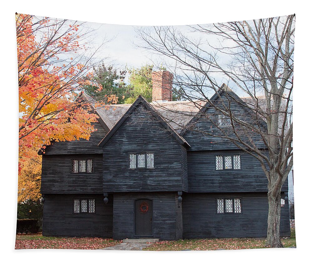 Salem Tapestry featuring the photograph Autumn comes to the Witch House by Jeff Folger