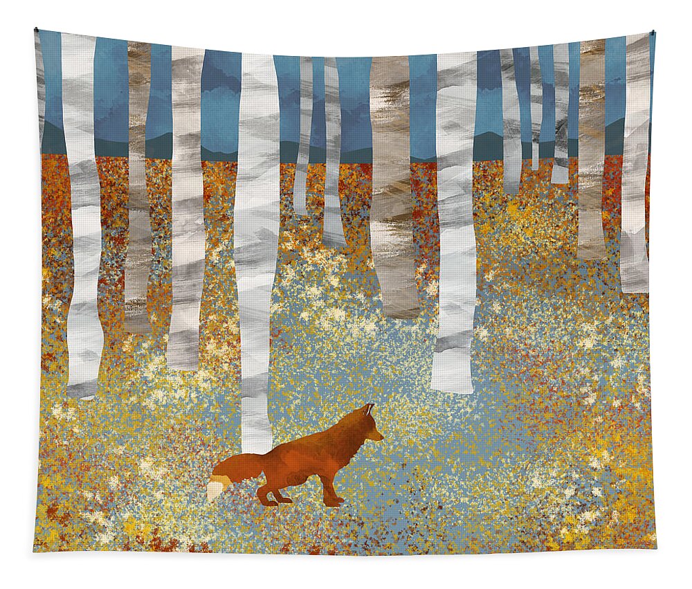 Autumn Tapestry featuring the digital art Autumn Fox by Spacefrog Designs