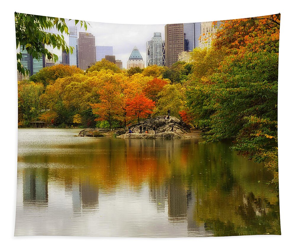Nature Tapestry featuring the photograph Autumn in Central Park by Jessica Jenney