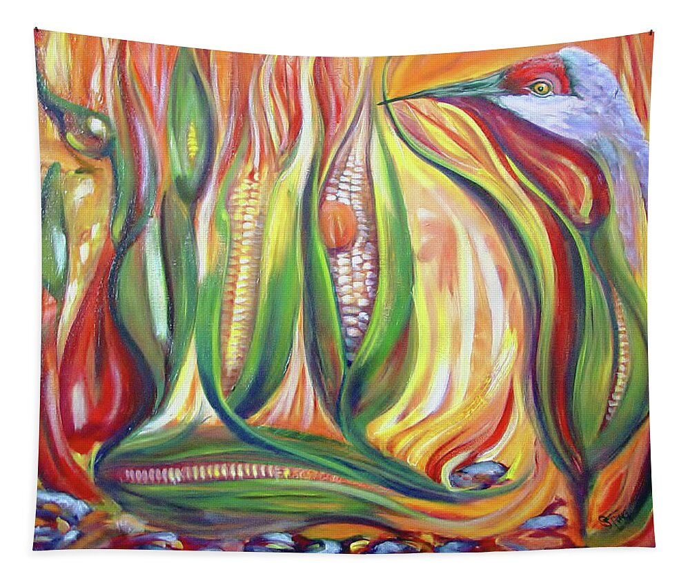 Surreal Tapestry featuring the painting Autumn in New Mexico by Sherry Strong