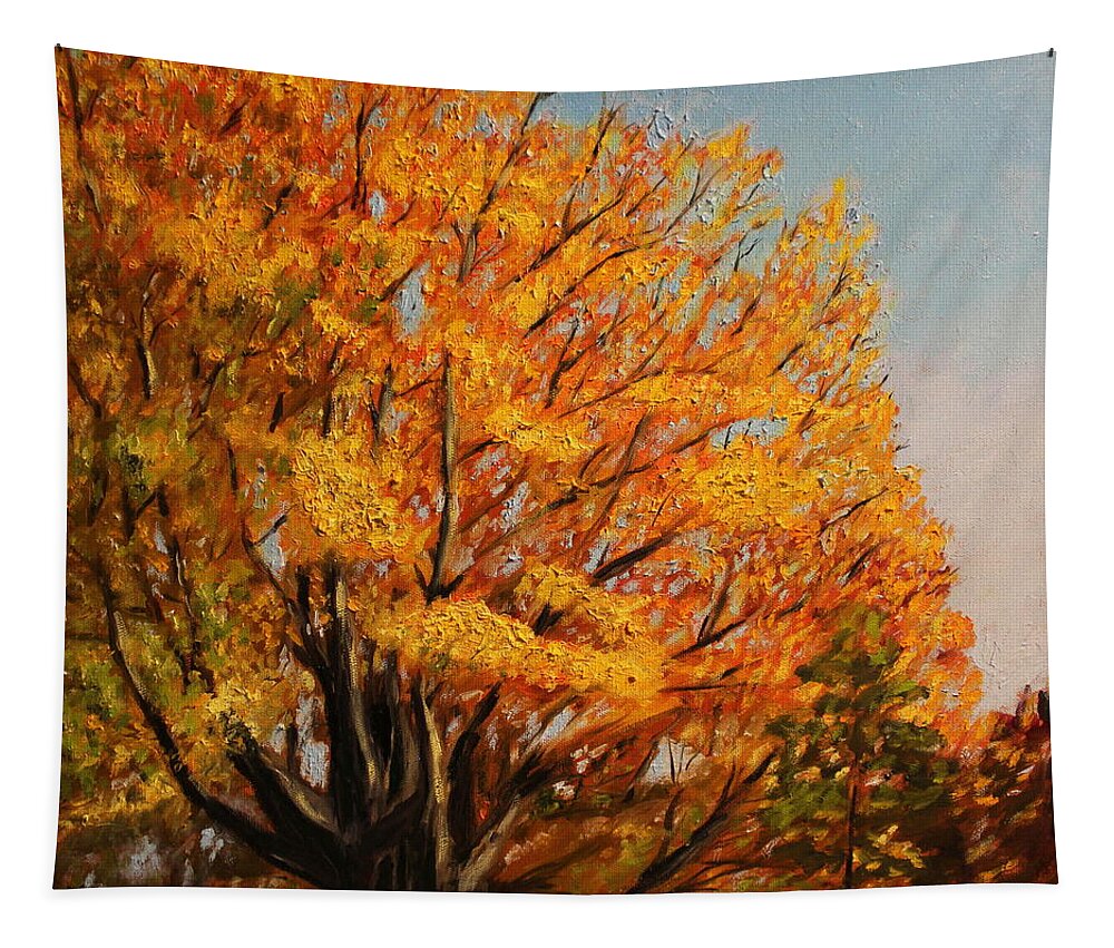 Autumn Tapestry featuring the painting Autumn Leaves at High Cliff by Daniel W Green