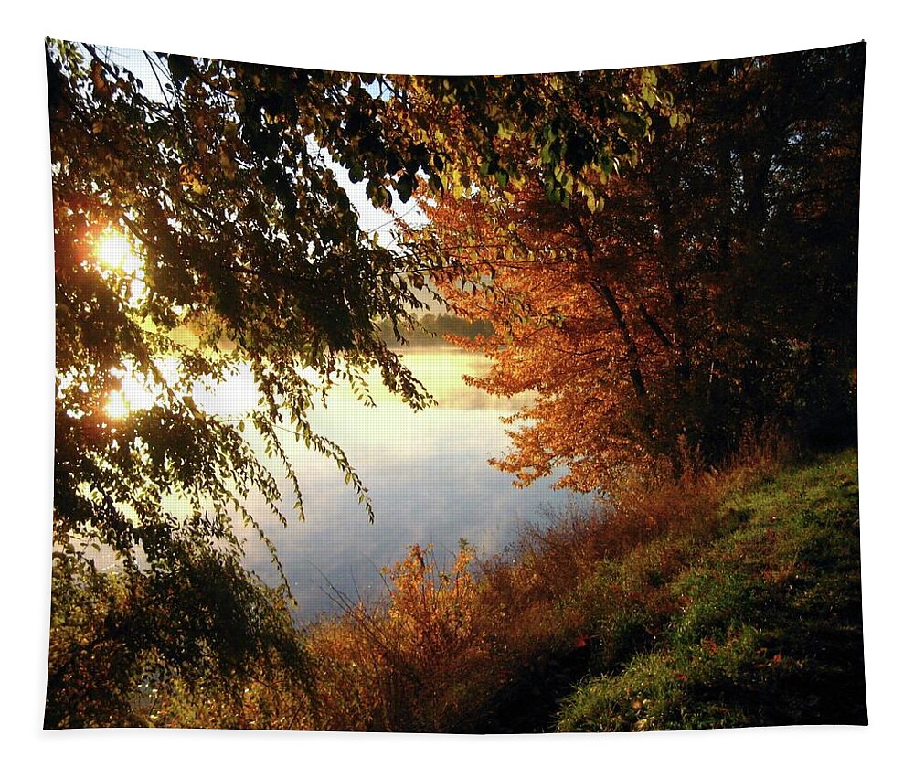 Landscape Tapestry featuring the photograph Autumn Morning by Kathy Bassett