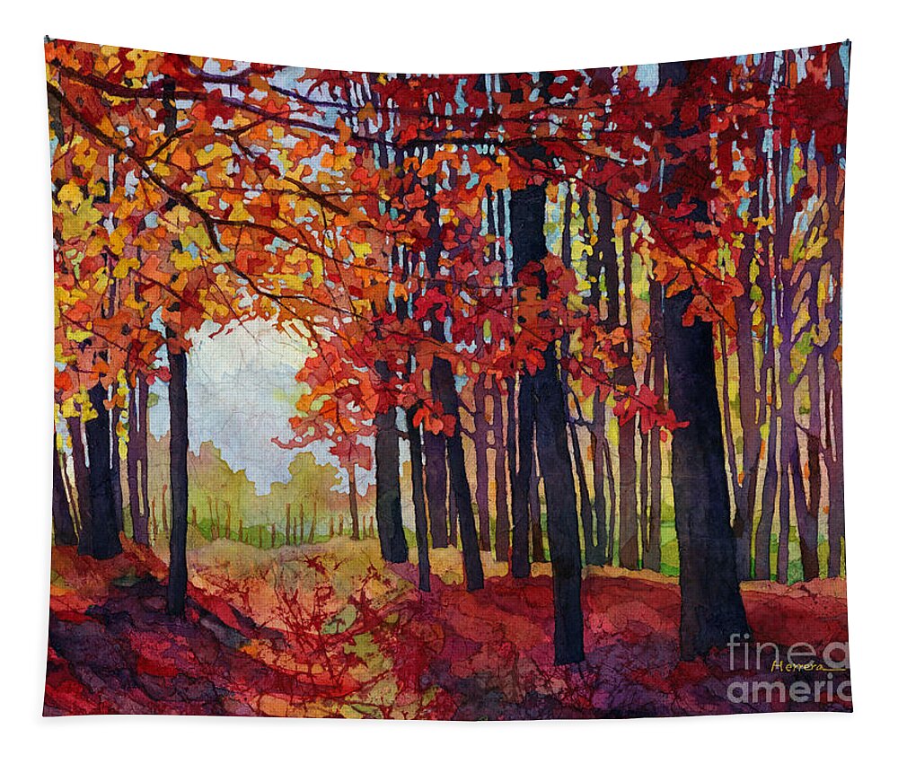 Path Tapestry featuring the painting Autumn Rapture by Hailey E Herrera