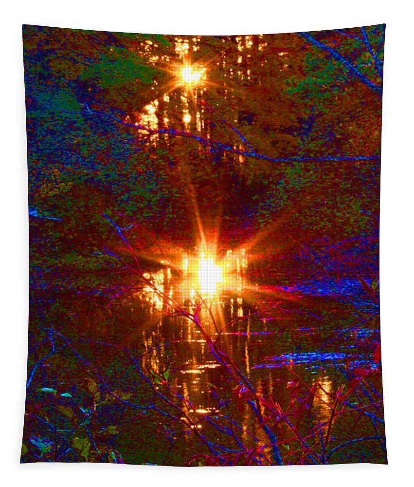 Autumn Tapestry featuring the painting Autumn Sunburst Reflections by Liz Evensen