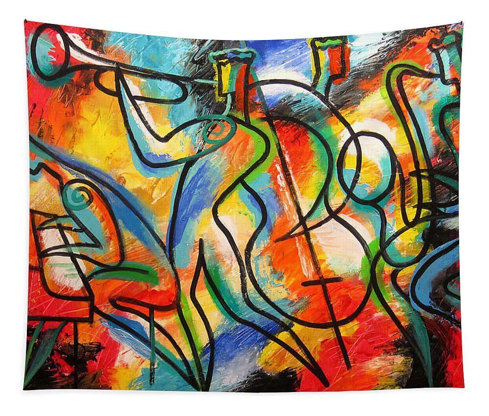 West Coast Jazz Tapestry featuring the painting Avant-garde Jazz by Leon Zernitsky