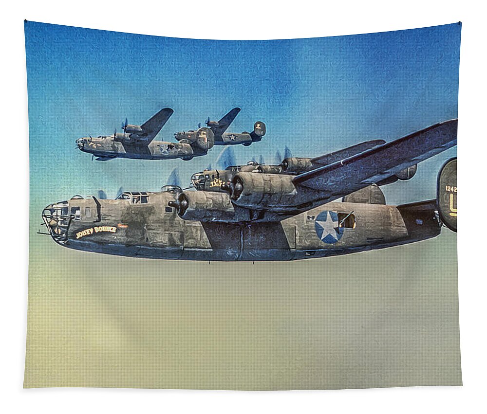 B-24 Liberator Bomber Tapestry featuring the photograph B-24 Liberator Bomber by Randy Steele