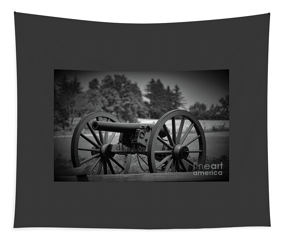 Gettysburg Tapestry featuring the photograph B W Canon Gettysburg by Mario Prata
