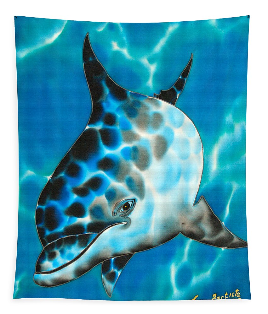 Dolphin Tapestry featuring the painting Baby Dolphin by Daniel Jean-Baptiste