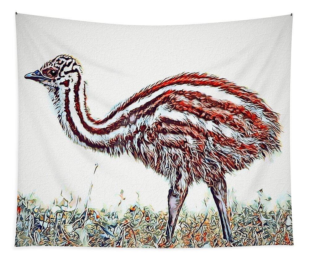 Emu Tapestry featuring the digital art Baby Emu by Pennie McCracken
