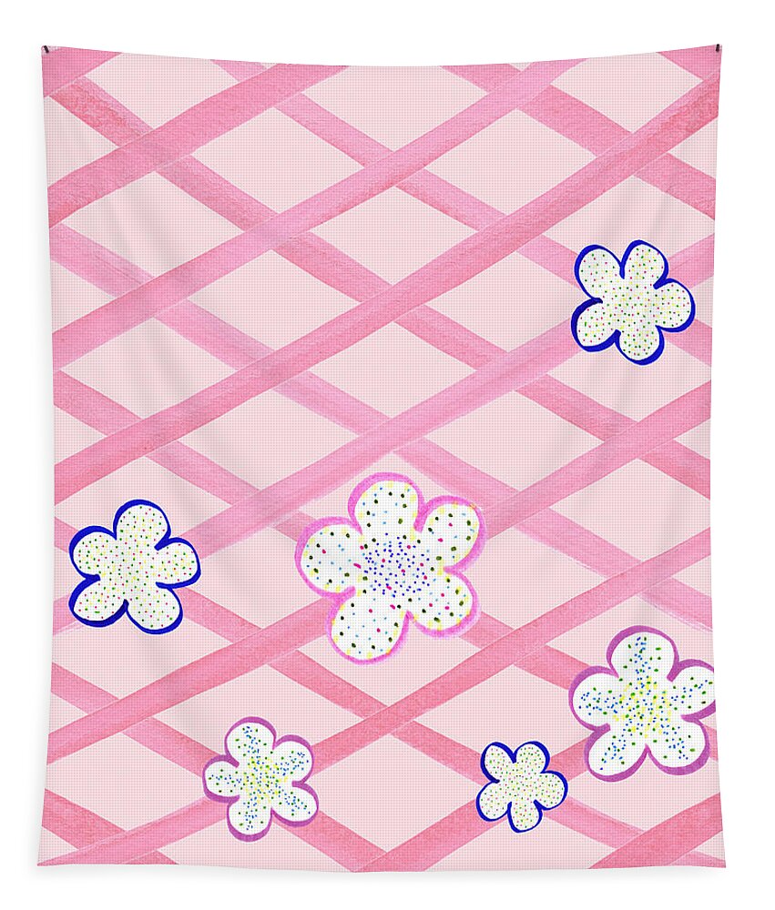 Baby Pink Flower Garden Tapestry featuring the painting Baby Pink Flower Garden by Irina Sztukowski
