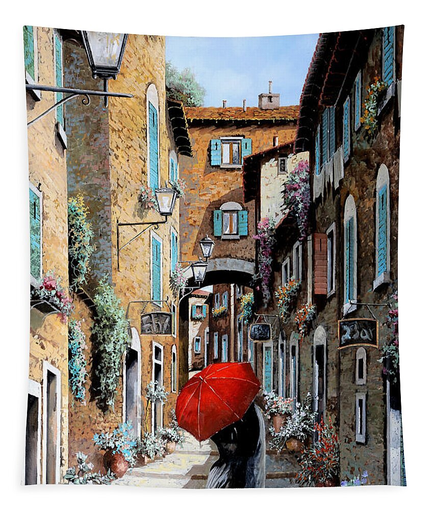 Street Scene Tapestry featuring the painting Ci Baciamo Nel Vicolo by Guido Borelli