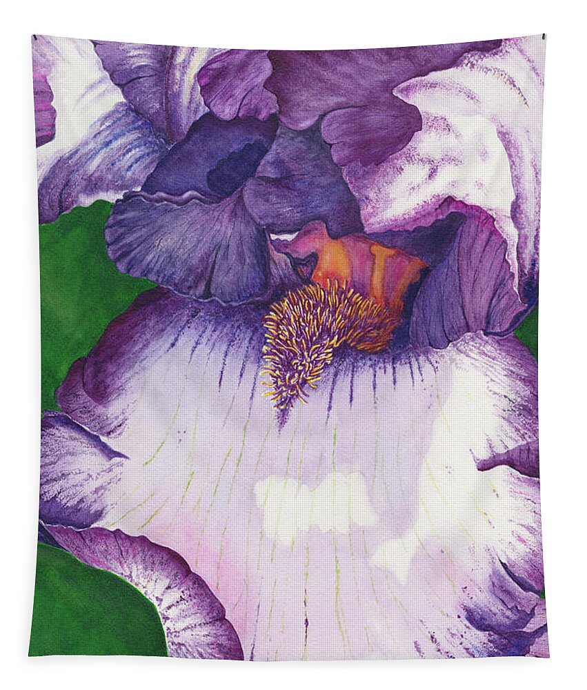 Iris Tapestry featuring the painting Backyard Beauty by Lori Taylor