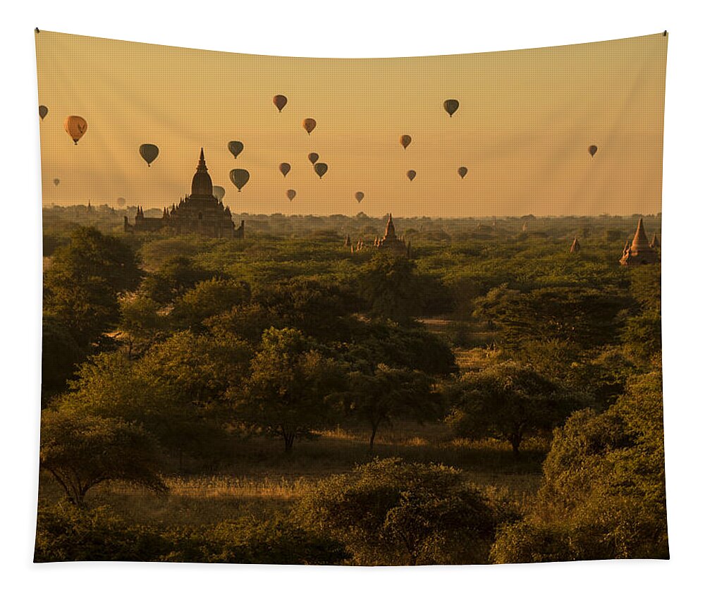 Bagan Tapestry featuring the photograph Bagan Sunrise by Joshua Van Lare