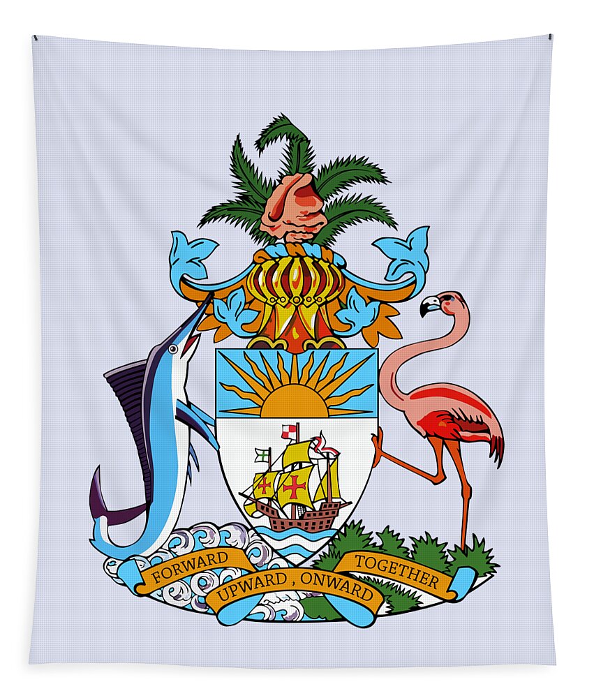 Bahamas Tapestry featuring the drawing Bahamas Coat of Arms by Movie Poster Prints