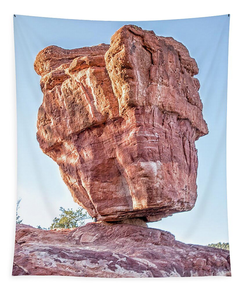 Balanced Rock Tapestry featuring the photograph Balanced Rock in Garden of the Gods, Colorado Springs by Peter Ciro