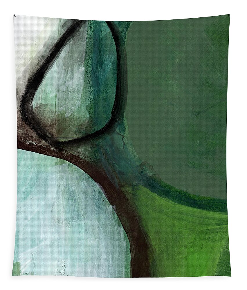 Abstract Tapestry featuring the painting Balancing Stones by Linda Woods