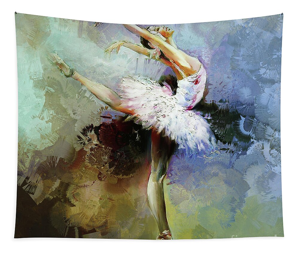 Swan Lake Tapestry featuring the painting Ballerina 04901 by Gull G