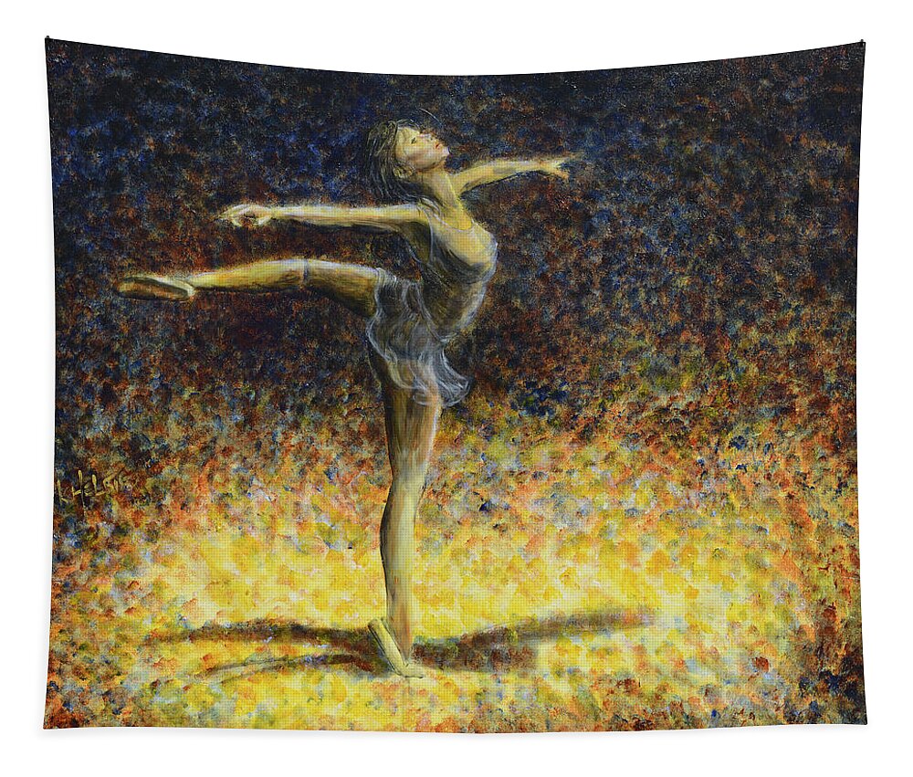 Woman Tapestry featuring the painting Ballet by Nik Helbig