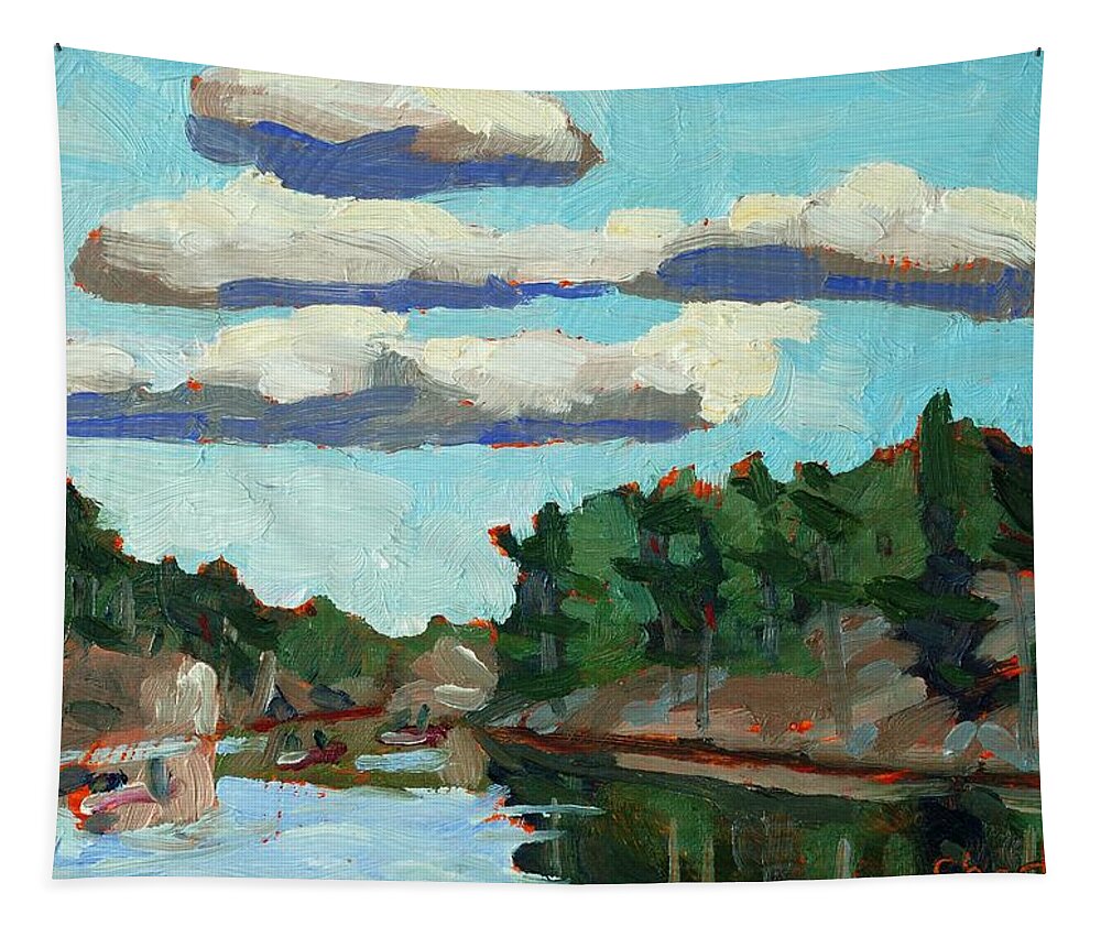 Stratocumulus Tapestry featuring the painting Banded Stratocumulus at Sunset by Phil Chadwick