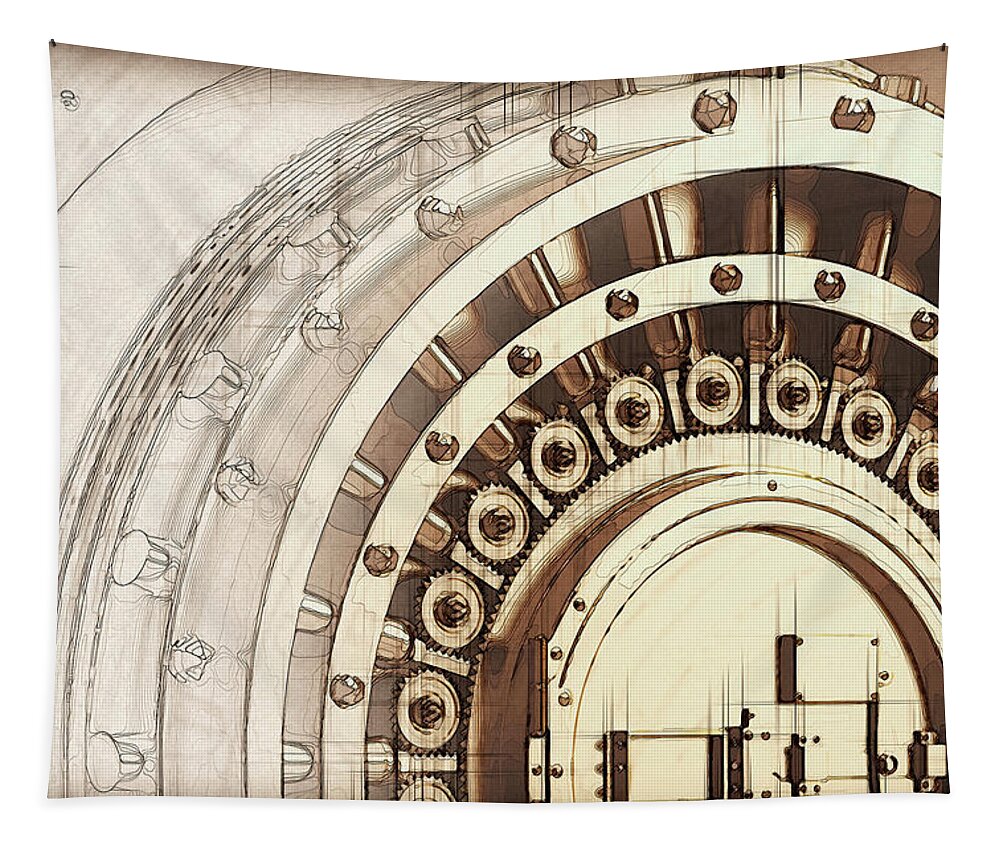 'bank Vaults & Locks' Collection By Serge Averbukh Tapestry featuring the digital art Bank Vault Door and Lock by Serge Averbukh