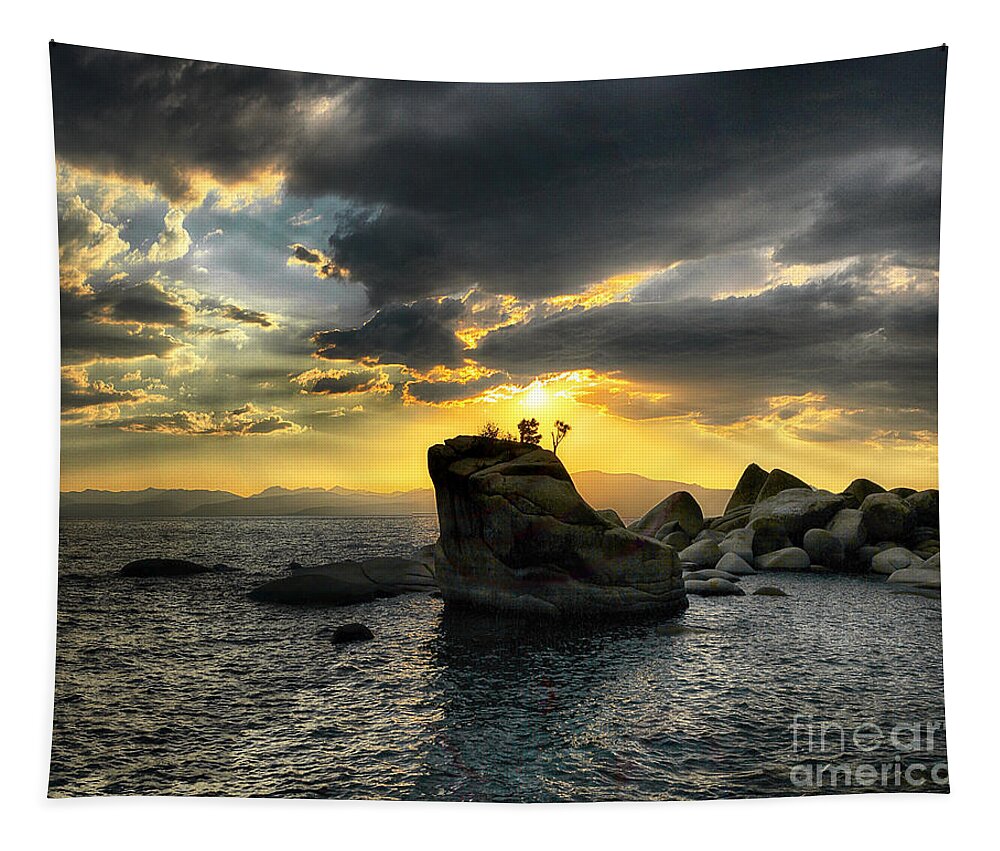 Rock Tapestry featuring the photograph Bonsai Rock, Lake Tahoe, Nevada by Don Schimmel