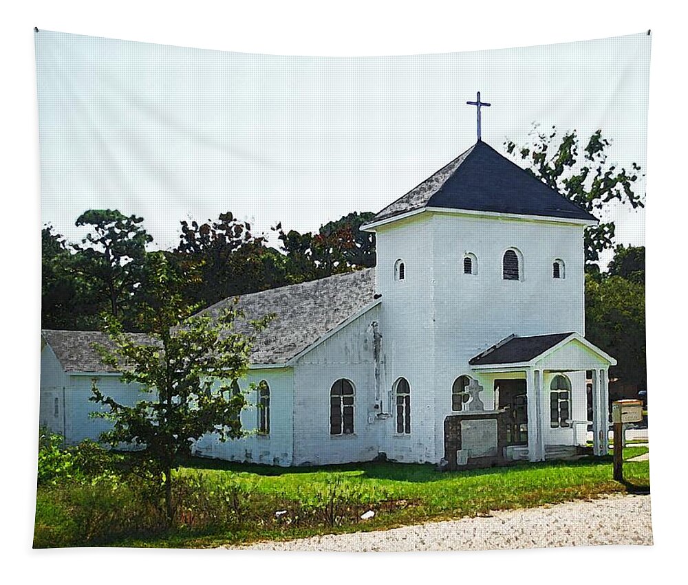 Tapestry featuring the digital art Baptist Church by Michael Thomas