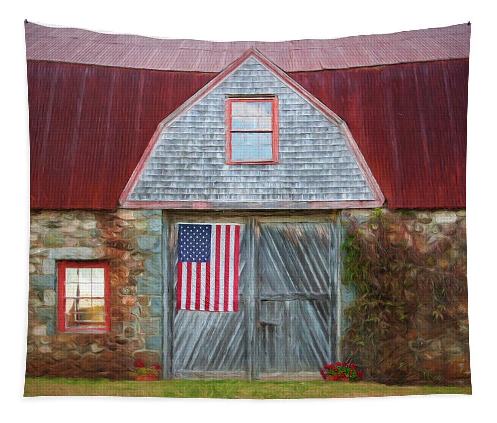American Flag Tapestry featuring the photograph Bar Harbor Barn by Peggy Dietz
