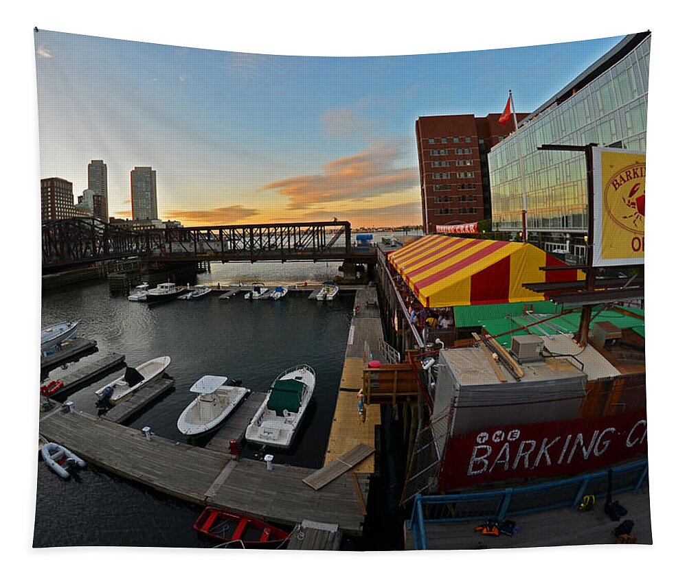Boston Tapestry featuring the photograph Barking Crab Boston MA by Toby McGuire