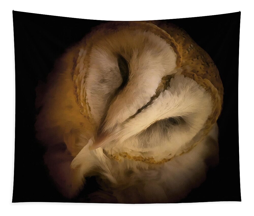 Barn Owl Tapestry featuring the digital art Barn Owl Preening by Ernest Echols