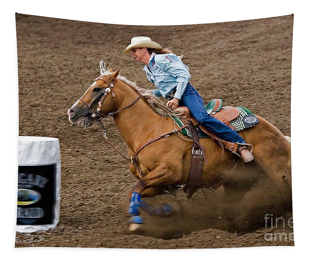 Race Tapestry featuring the photograph Barrel Racing by Louise Heusinkveld
