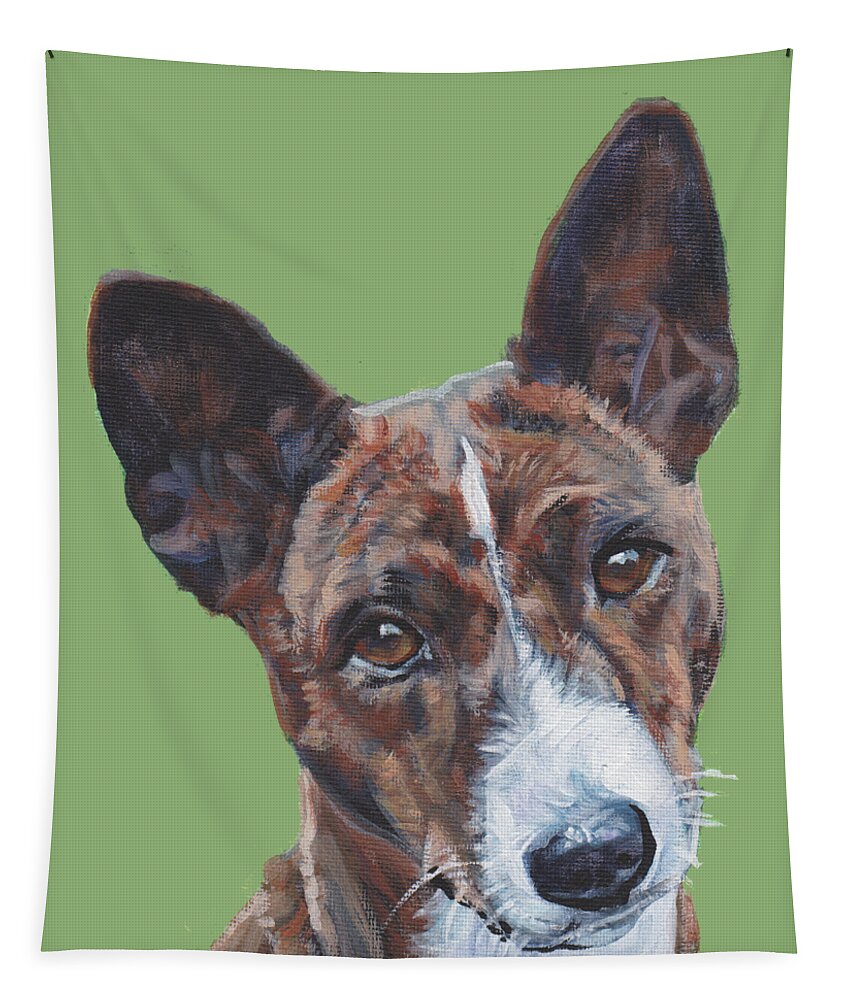 Basenji Tapestry featuring the painting Basenji Dog Painting by Lee Ann Shepard