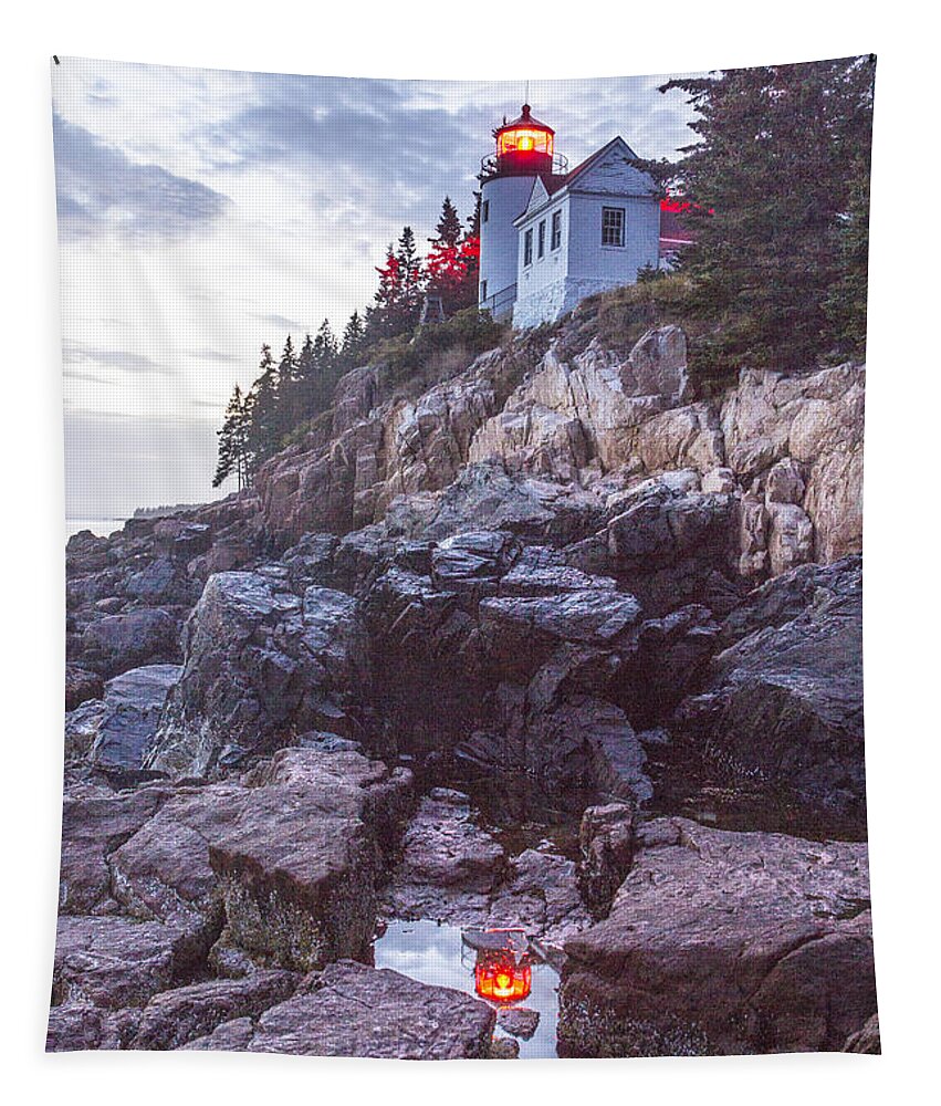 Bass Harbor Tapestry featuring the photograph Bass Harbor Light Reflection by Crystal Nederman