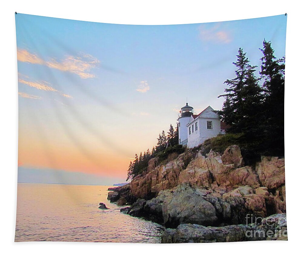 Bass Harbor Maine Tapestry featuring the photograph Bass Harbor Sunset II by Elizabeth Dow
