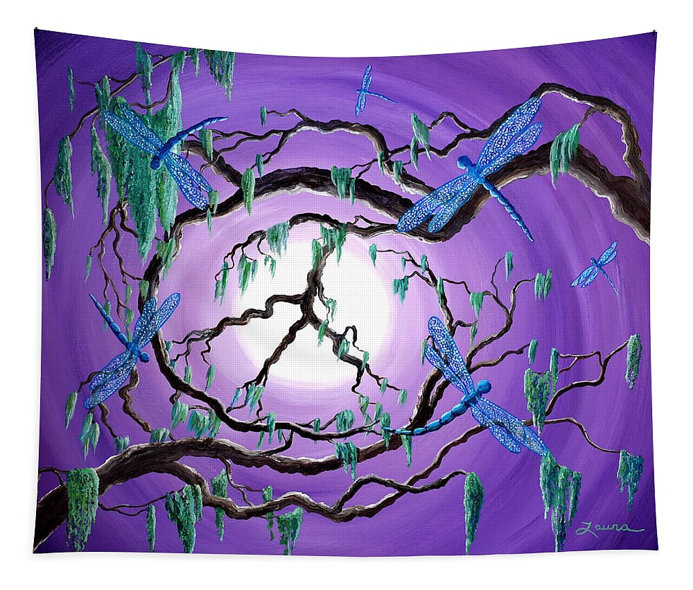 Zen Tapestry featuring the painting Bayou Peace Tree by Laura Iverson