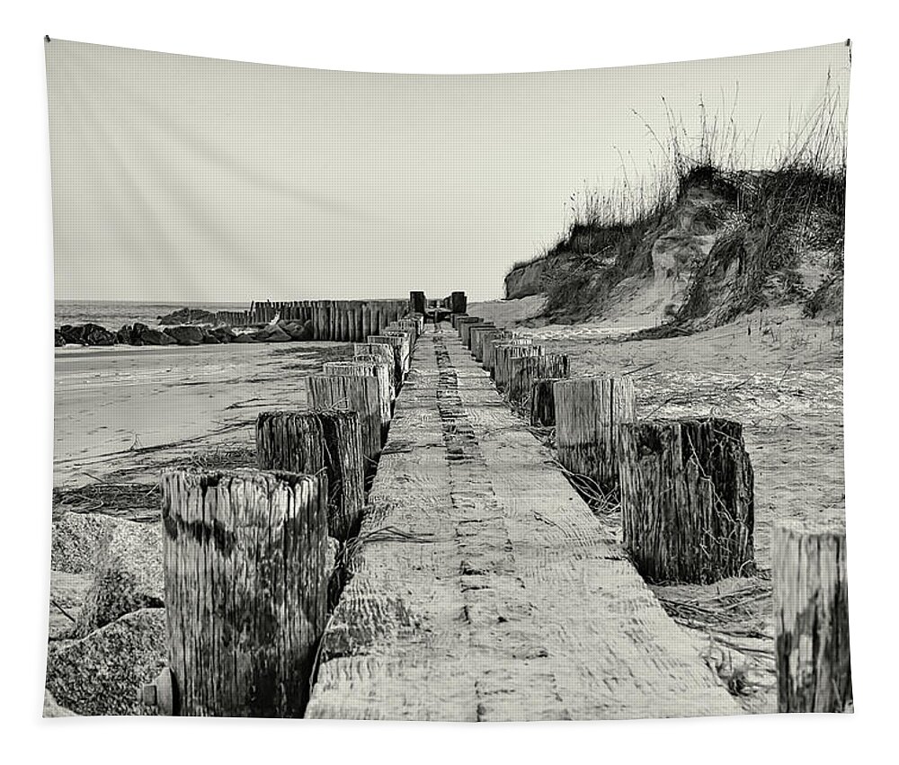 Folly Beach Tapestry featuring the photograph Beach Pilings by Patricia Schaefer