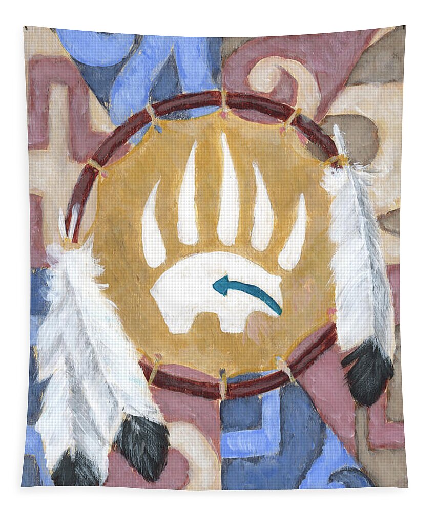 Native American Tapestry featuring the painting Bear Shield by Brandy Woods