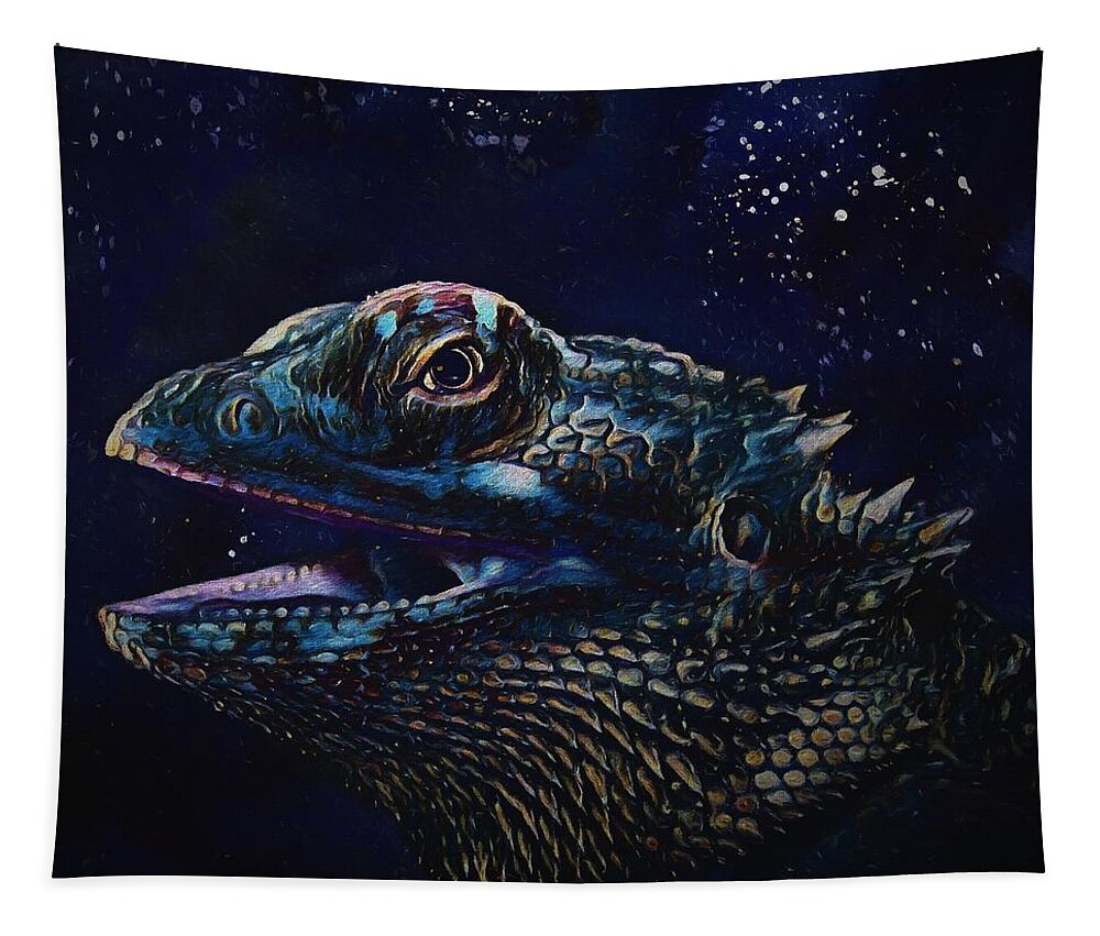 Bearded Dragon Tapestry featuring the painting Bearded Dragon by Modern Art