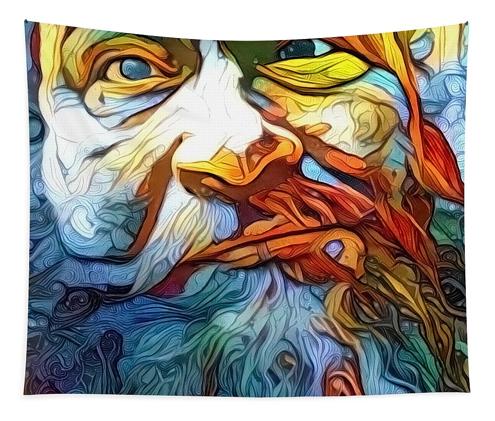 Portrait Tapestry featuring the digital art Bearded Man's Face by Bruce Rolff